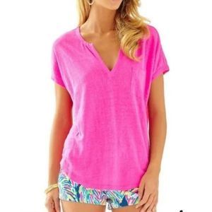 Lilly Pulitzer 100% Linen Duval Top, Size XL